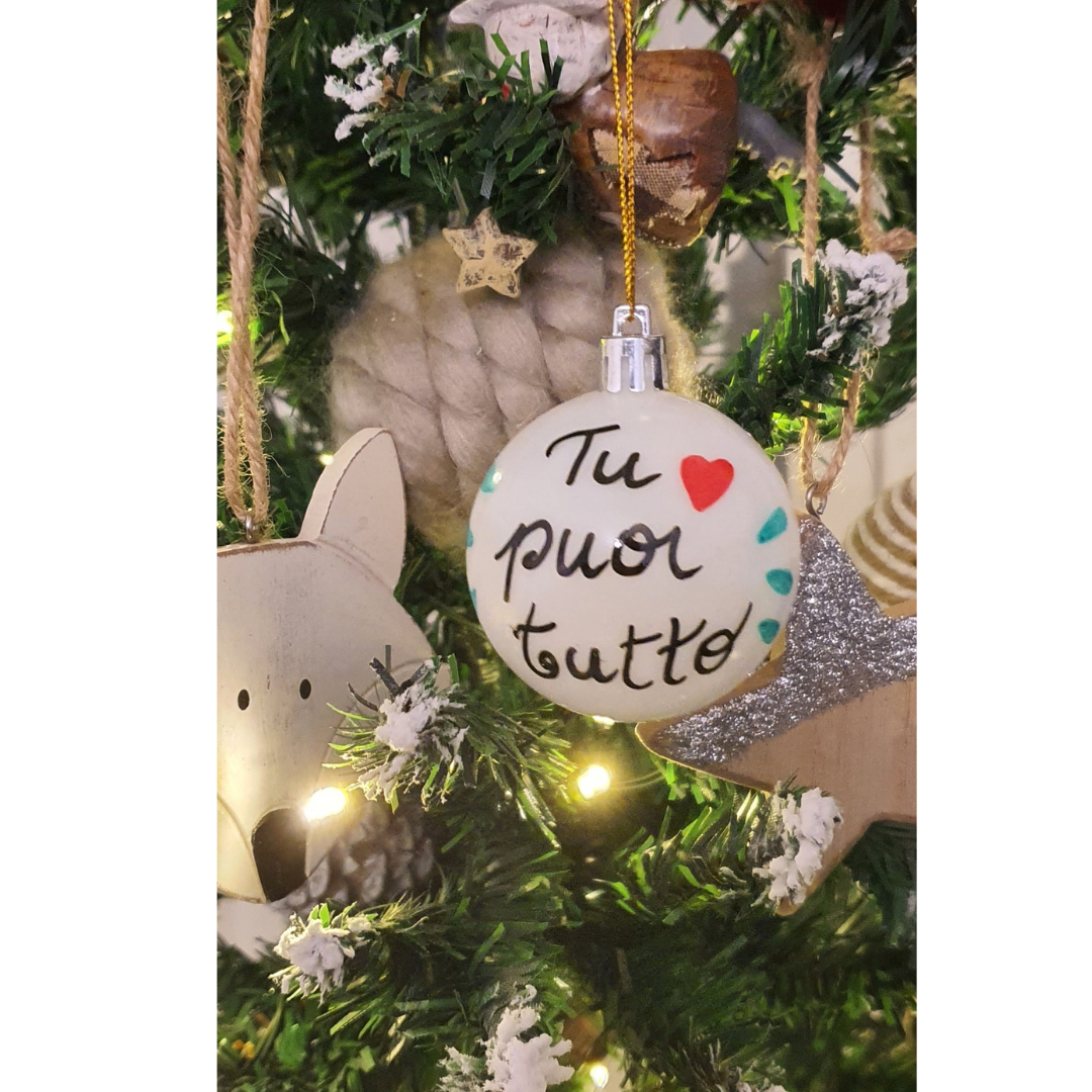 🎄 PALLINA DI NATALE BIANCA CON FRASE