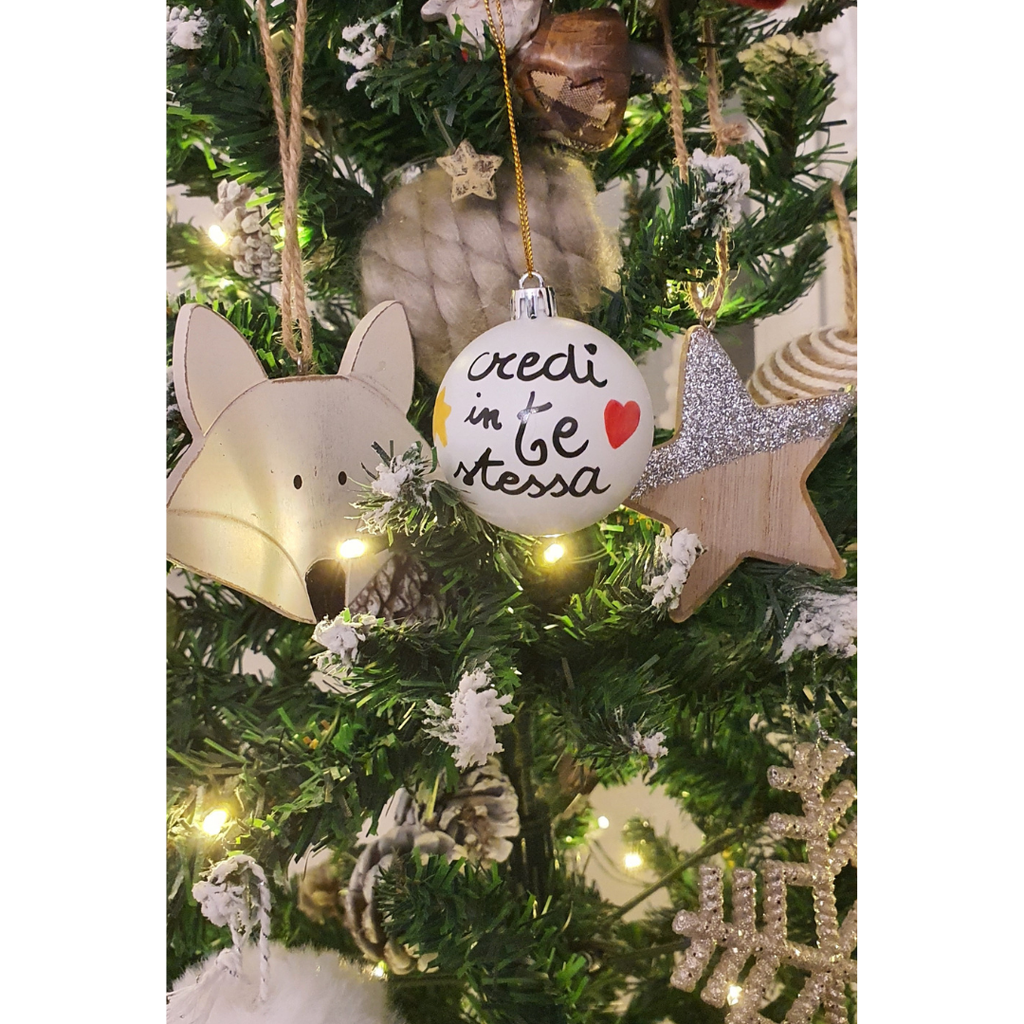 🎄 PALLINA DI NATALE BIANCA CON FRASE