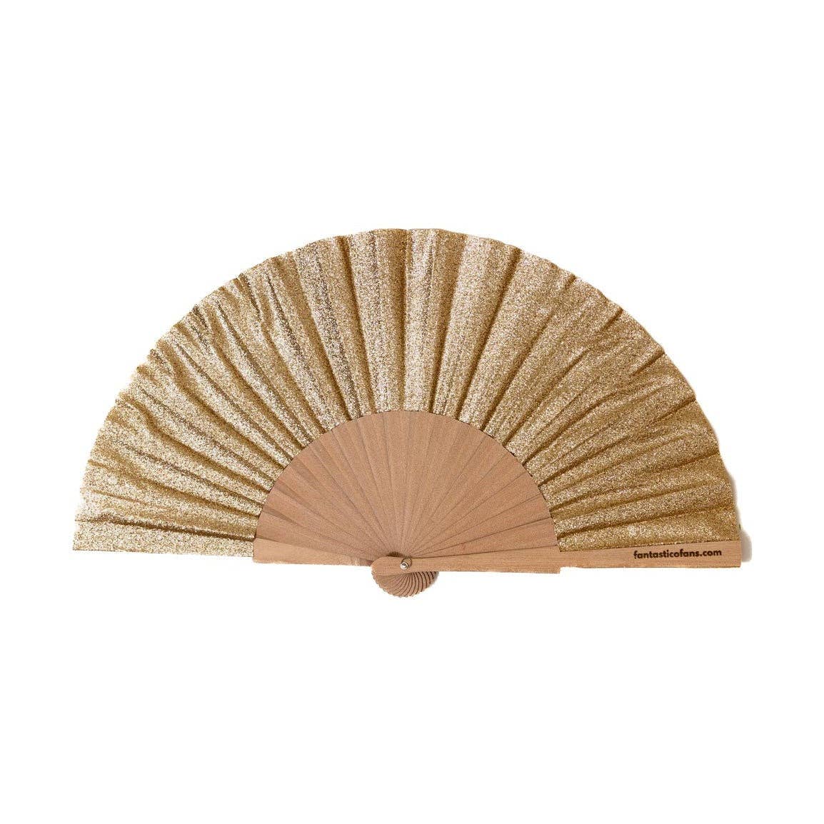 Ventaglio glitter champagne dorato da 23 cm