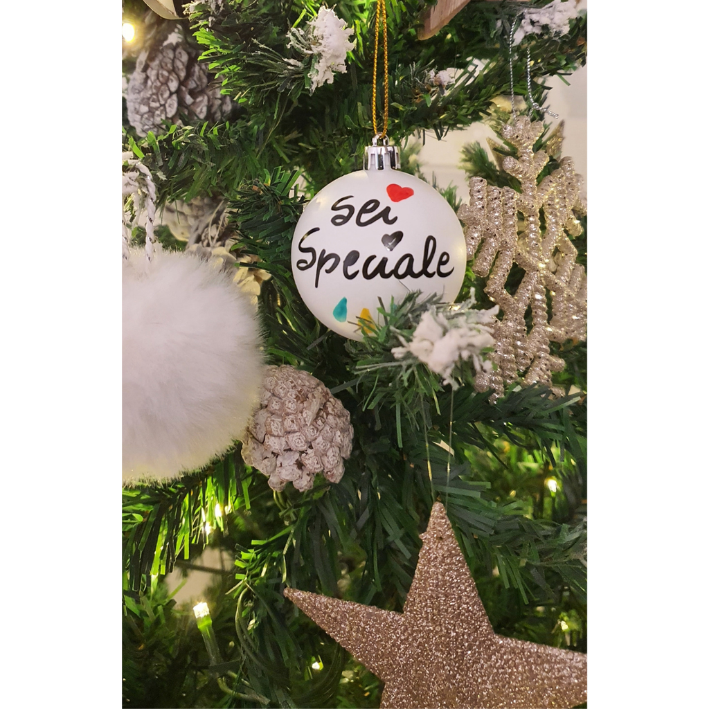 🎄 PALLINA DI NATALE BIANCA CON FRASE