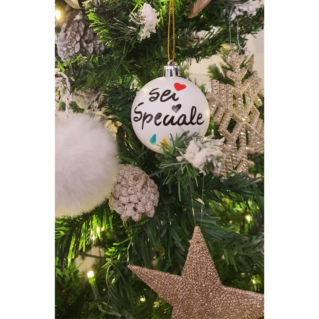 🎄 PALLINA DI NATALE BIANCA CON FRASE