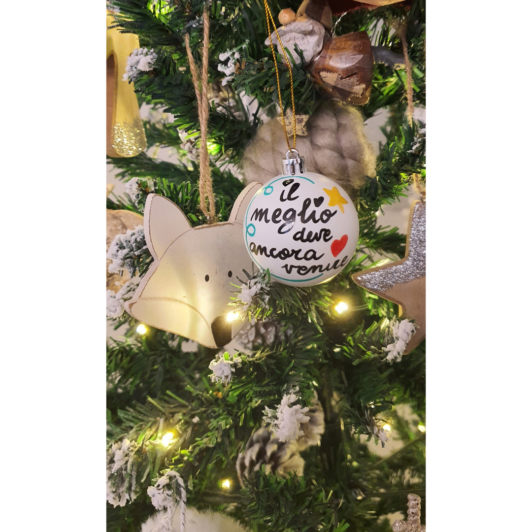 🎄 PALLINA DI NATALE BIANCA CON FRASE