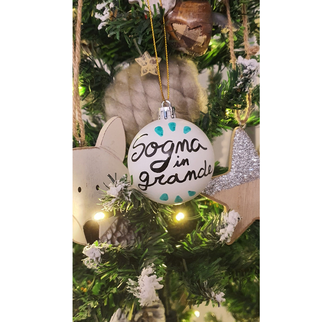 🎄 PALLINA DI NATALE BIANCA CON FRASE