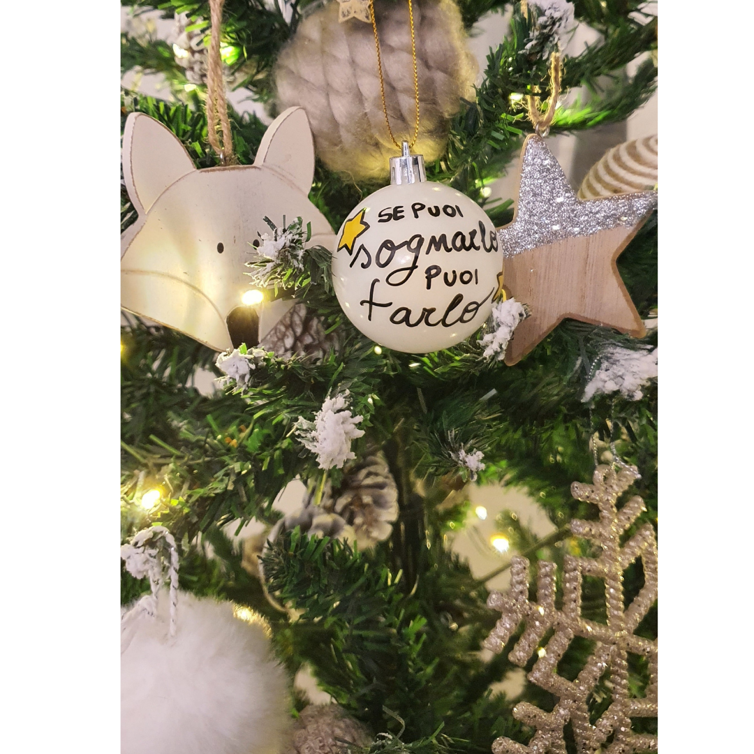 🎄 PALLINA DI NATALE BIANCA CON FRASE
