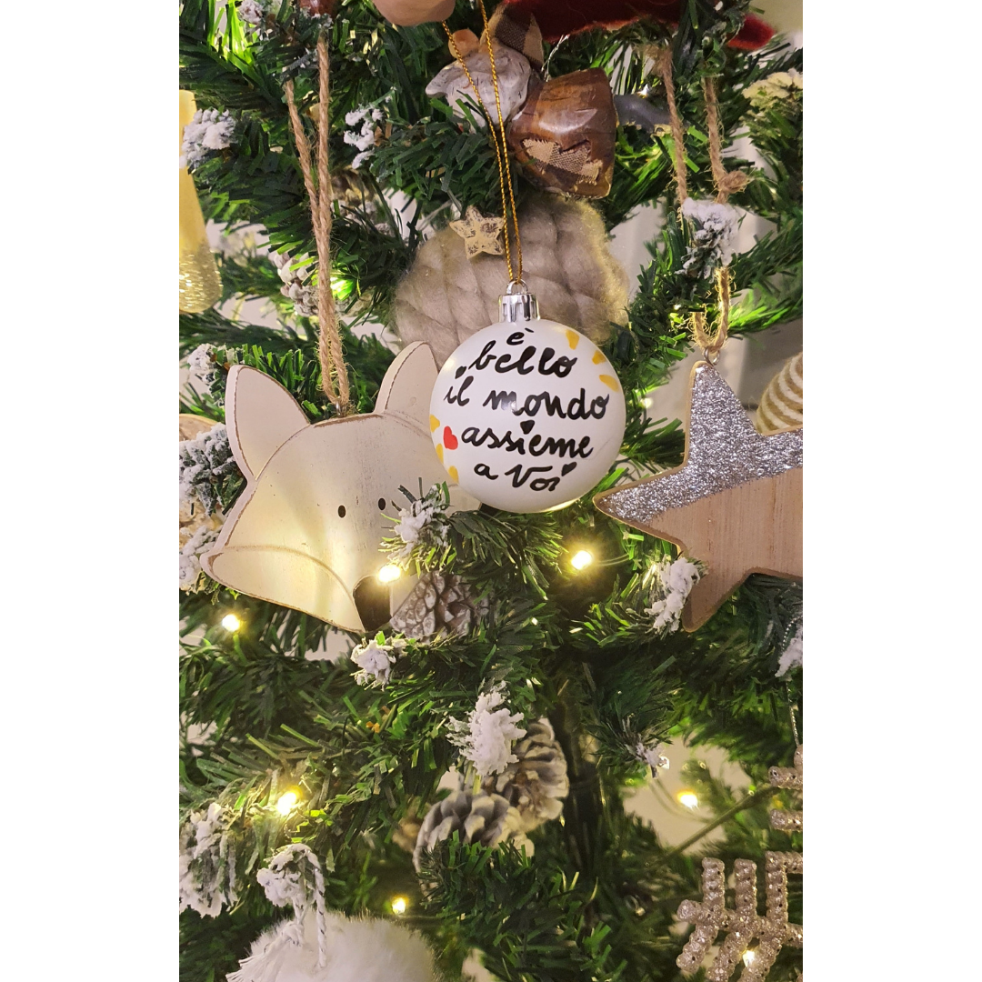 🎄 PALLINA DI NATALE BIANCA CON FRASE