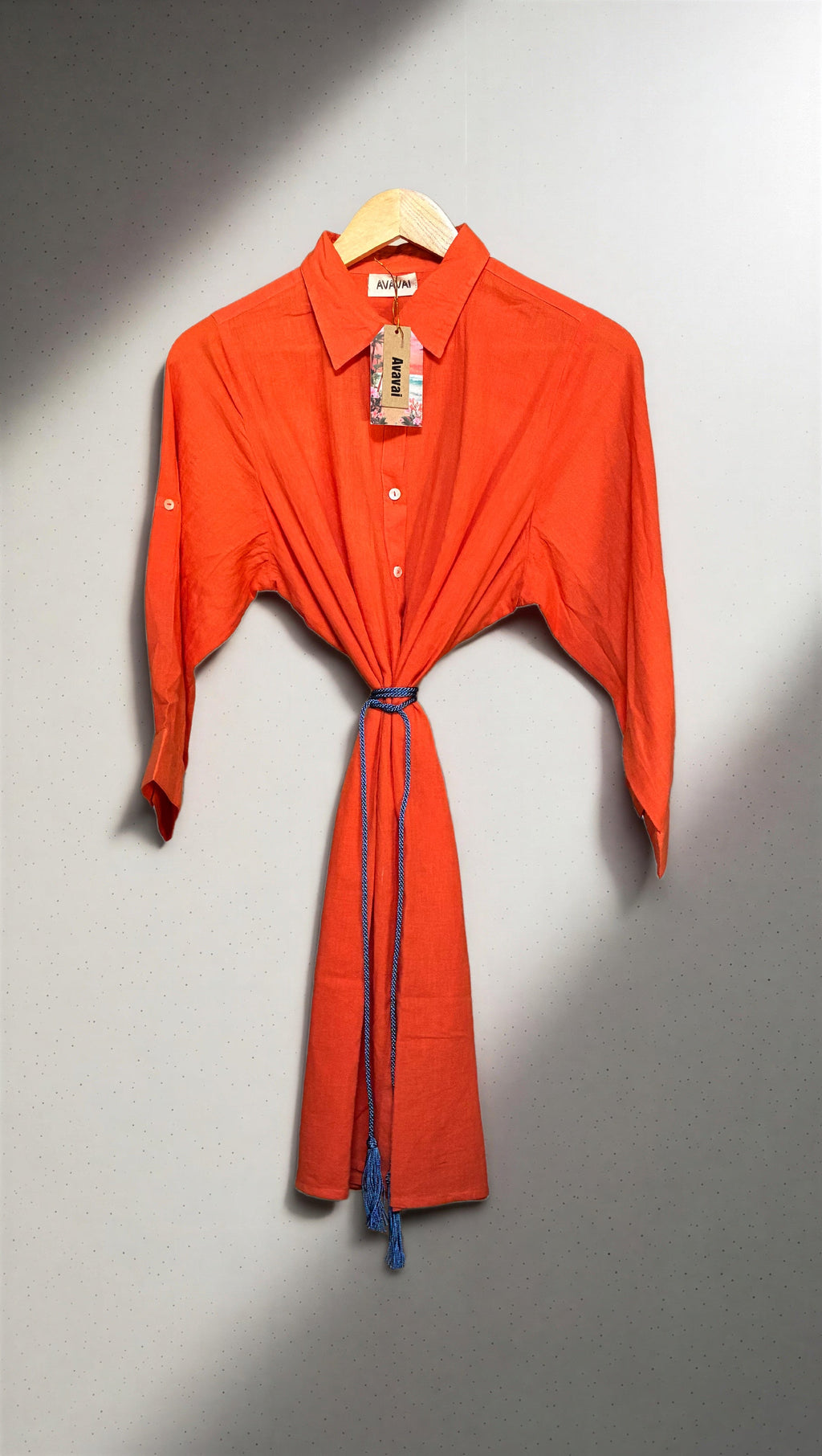 Camicia Mare & Città con cintura in cordoncino + nappine ★ Arancione
