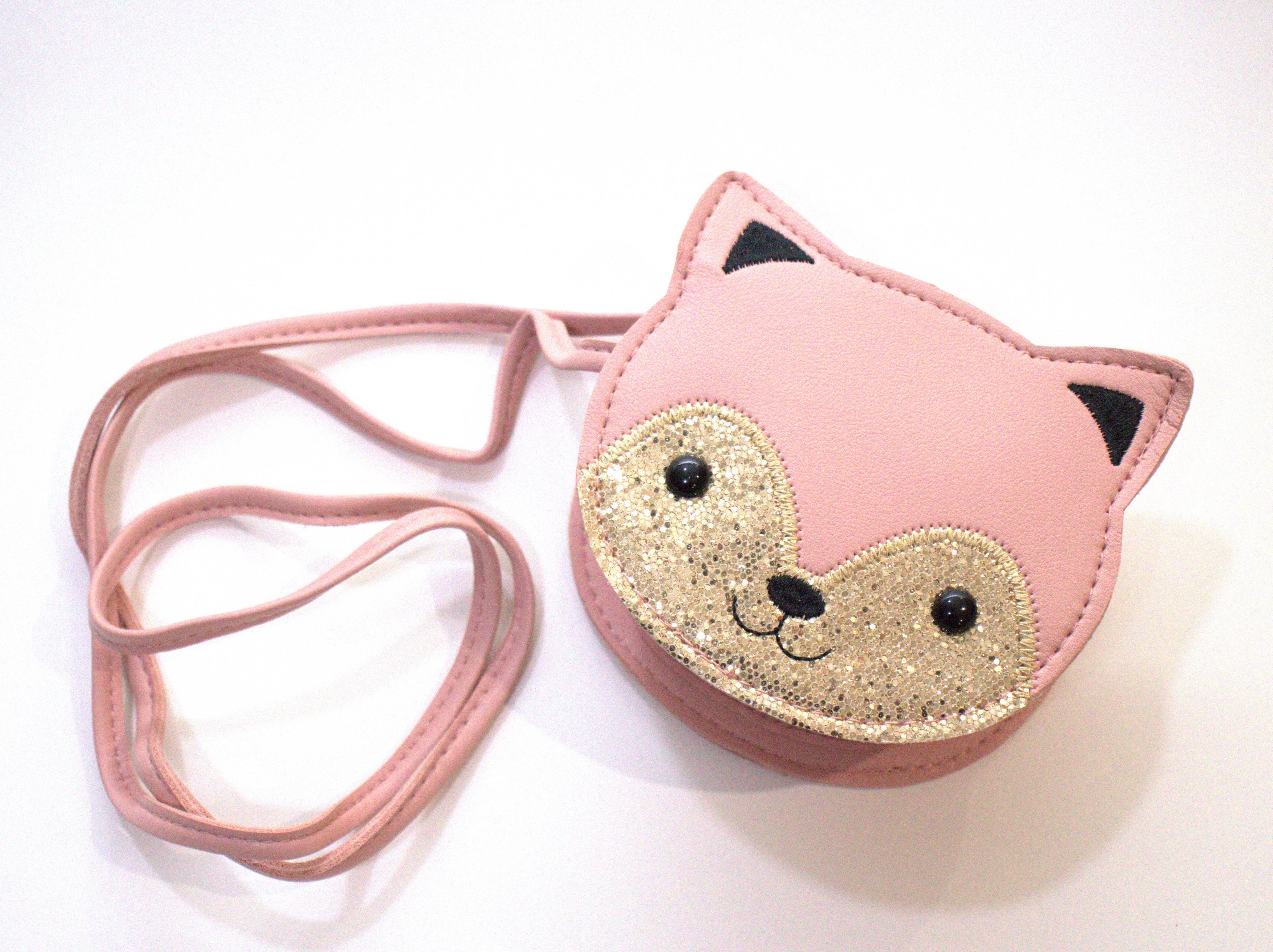 Borsa a tracolla per bambini a forma di gatto rosa Gaspard