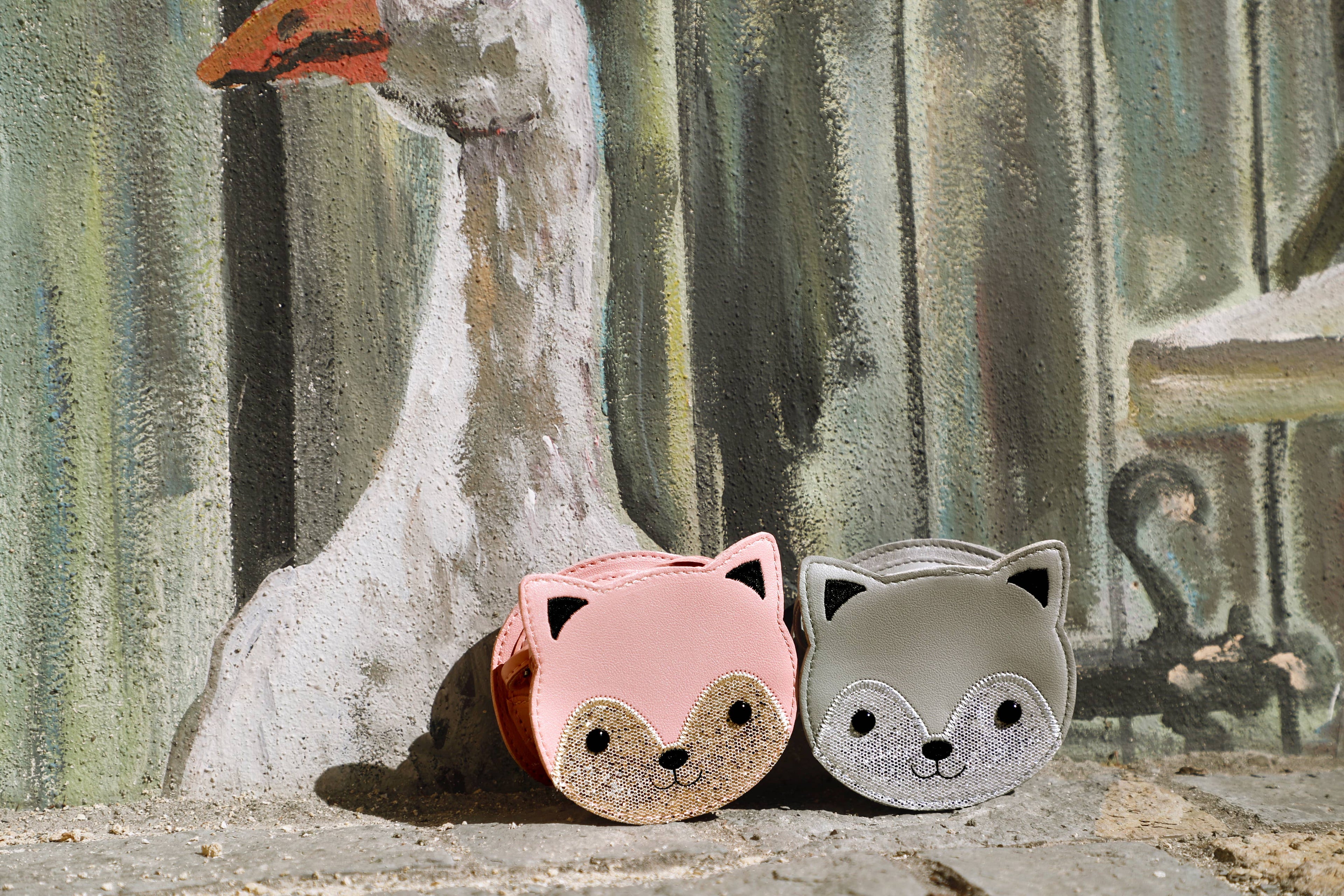 Borsa a tracolla per bambini a forma di gatto rosa Gaspard