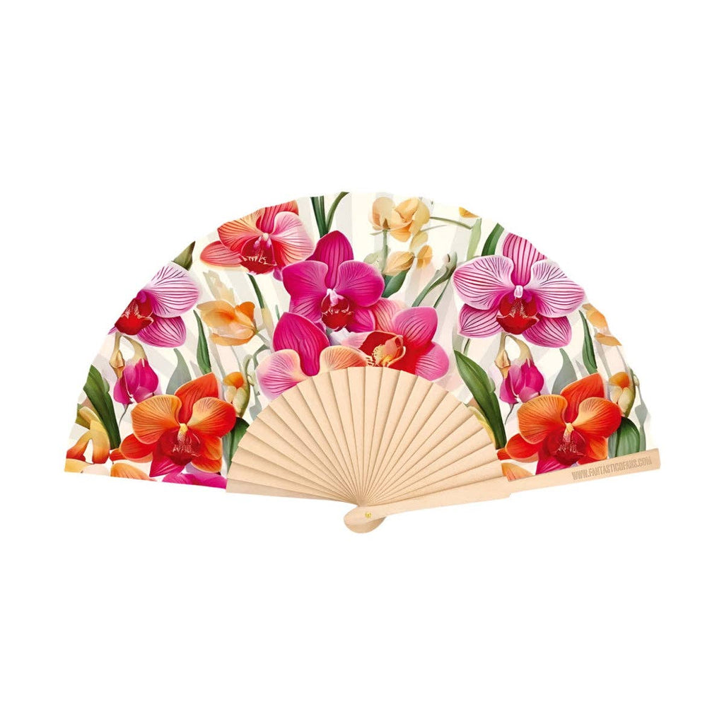 Ventaglio con stampa orchidee 23 cm