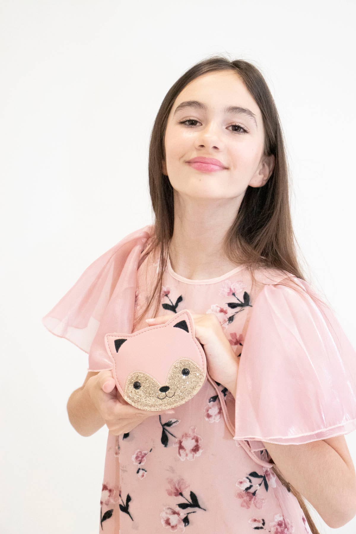 Borsa a tracolla per bambini a forma di gatto rosa Gaspard