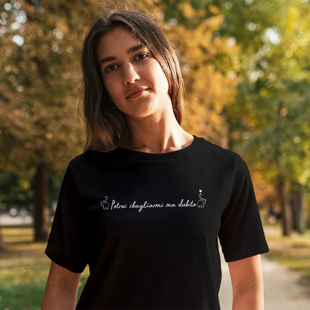 T-shirt Potrei Sbagliarmi Ma Dubito – Maglietta ironica donna