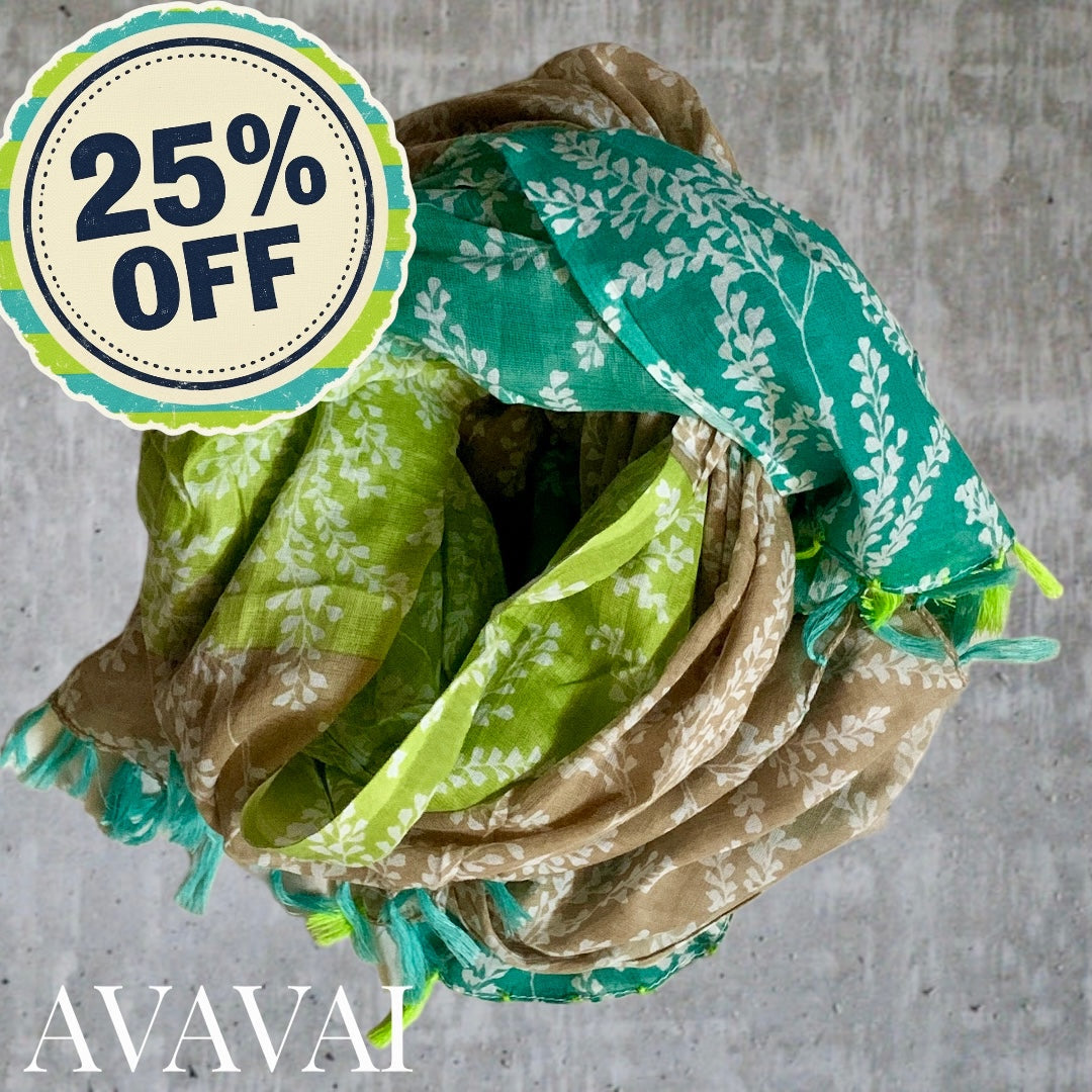 Sciarpa Green Patch — Sarong 100% Cotone