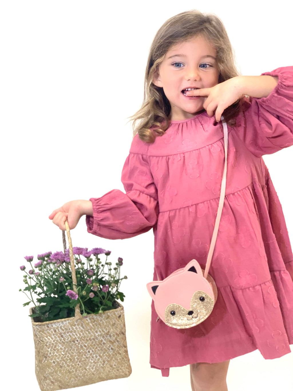 Borsa a tracolla per bambini a forma di gatto rosa Gaspard