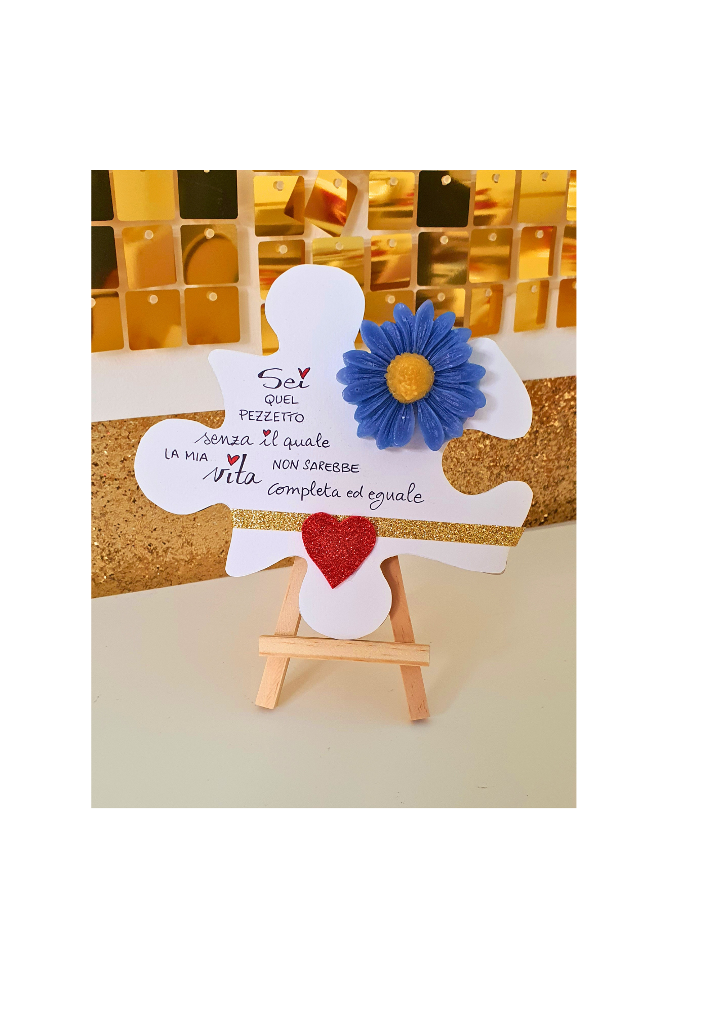 PUZZLE CON FIORE IN CERA E FRASE O DISEGNO