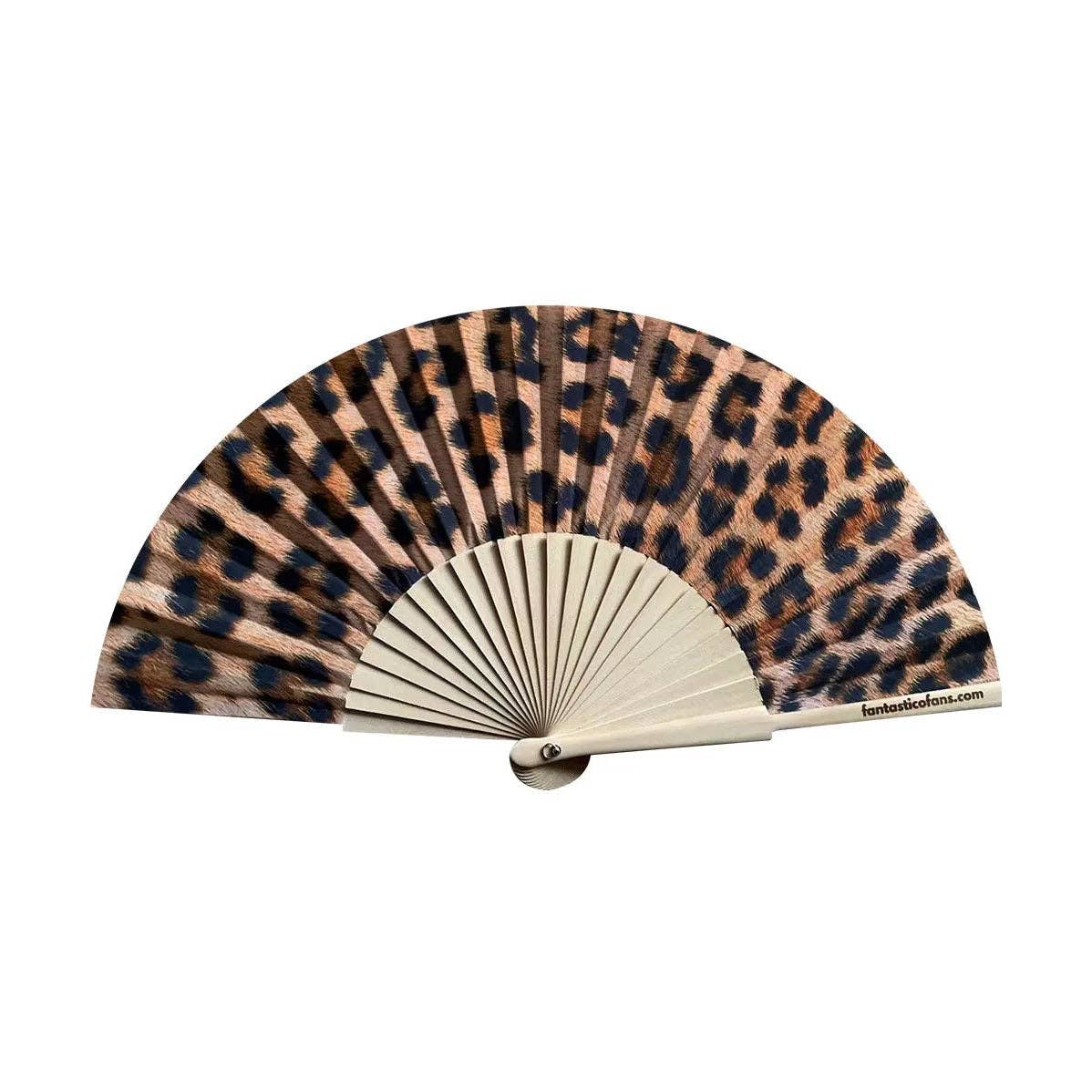 Ventaglio leopardato da 23 cm, formato da borsa