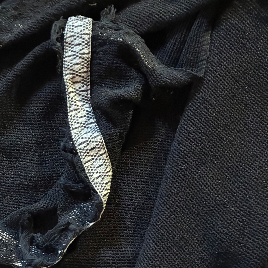 Caftano con fascia in cotone grezzo naturale 🌱 Nero