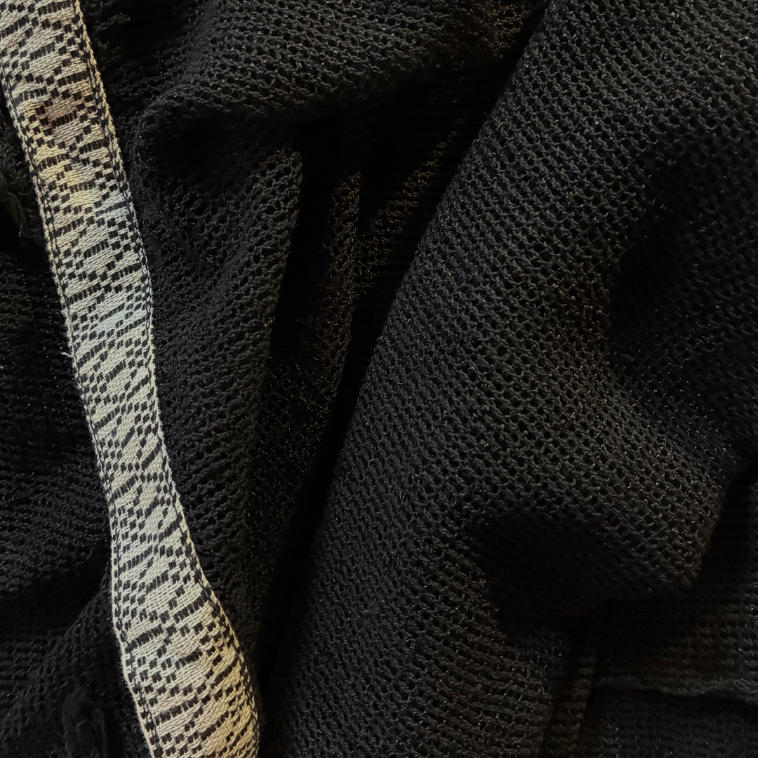 Caftano con fascia in cotone grezzo naturale 🌱 Nero