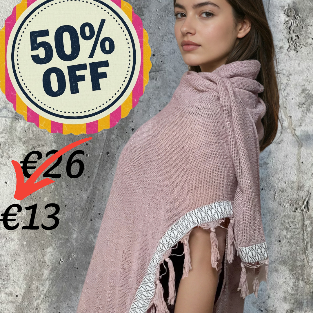 Caftano con fascia in cotone grezzo naturale 🌱 Rosa Antico