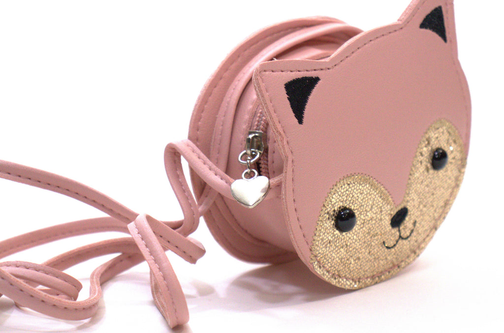 Borsa a tracolla per bambini a forma di gatto rosa Gaspard