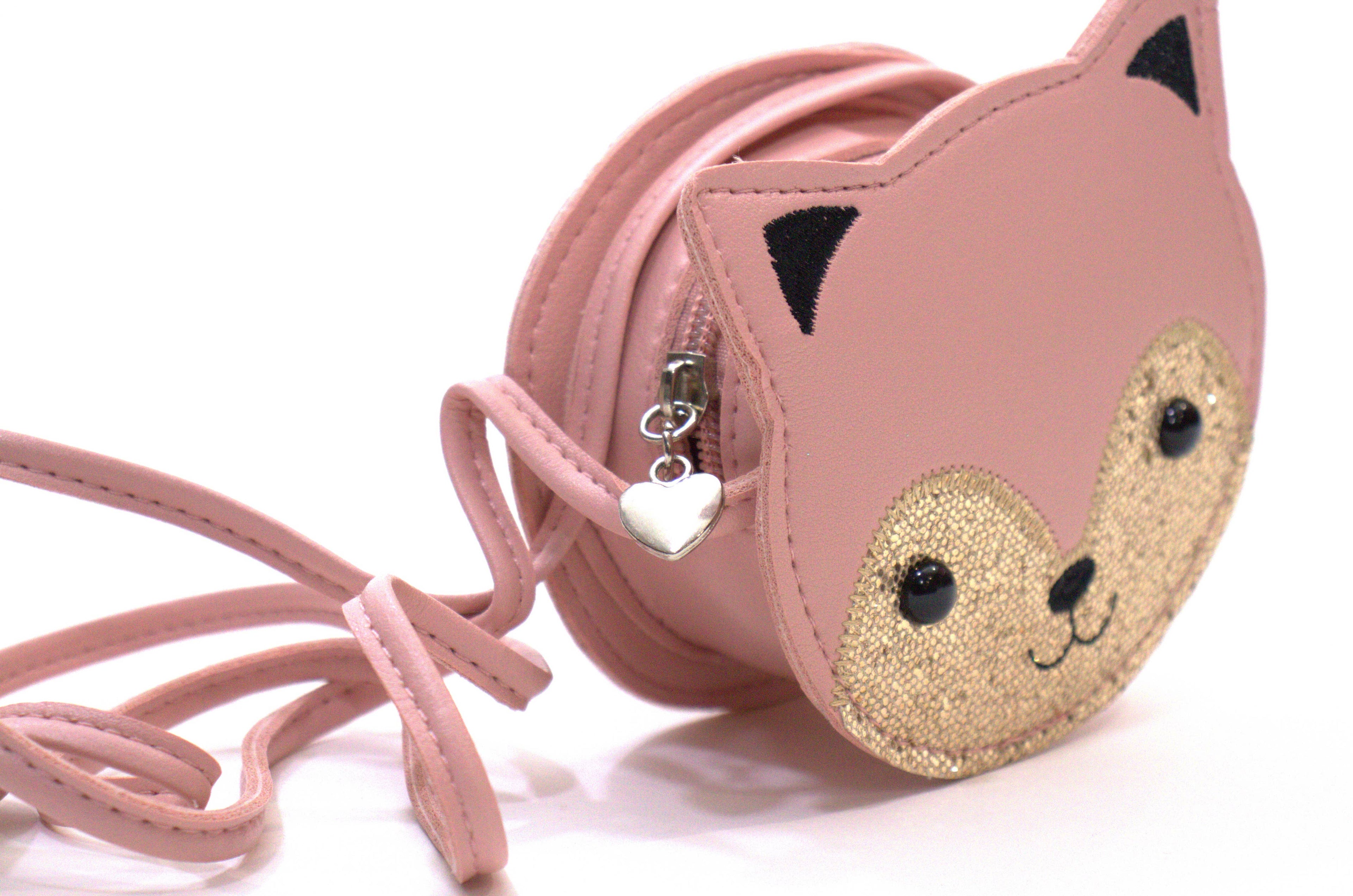 Borsa a tracolla per bambini a forma di gatto rosa Gaspard