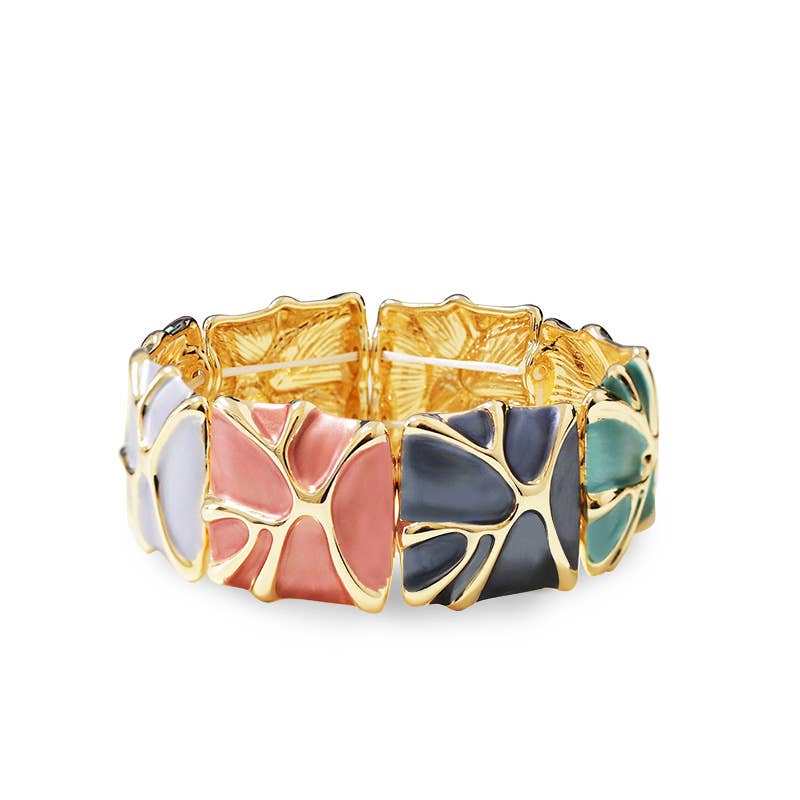 BRACCIALE ELASTICO SMALTATO CON MOTIVO ASTRATTO