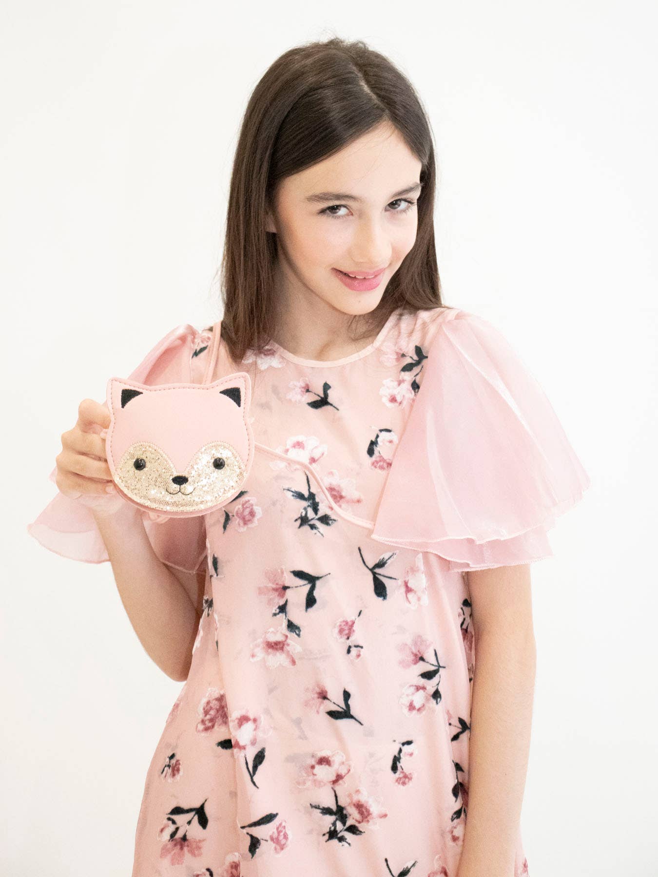Borsa a tracolla per bambini a forma di gatto rosa Gaspard
