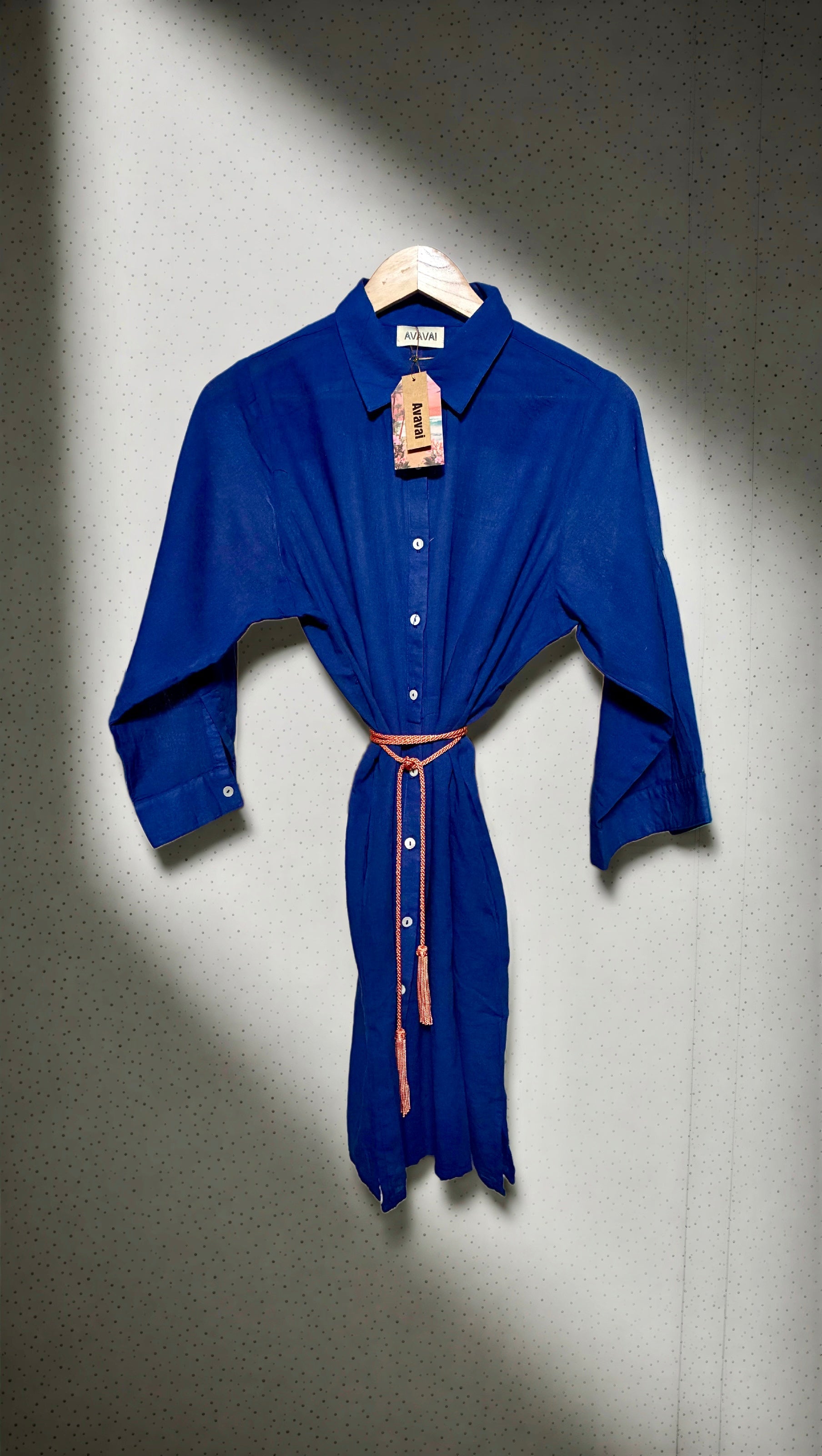 Camicia Mare & Città con cintura in cordoncino + nappine ★ Navy Blue