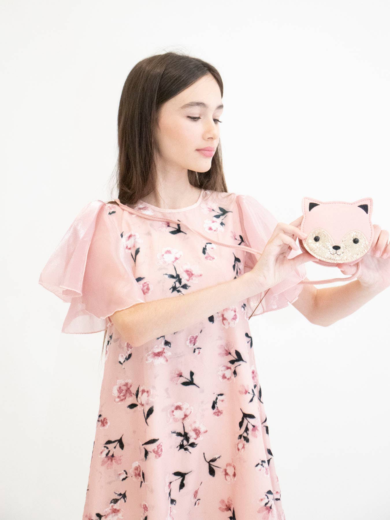 Borsa a tracolla per bambini a forma di gatto rosa Gaspard