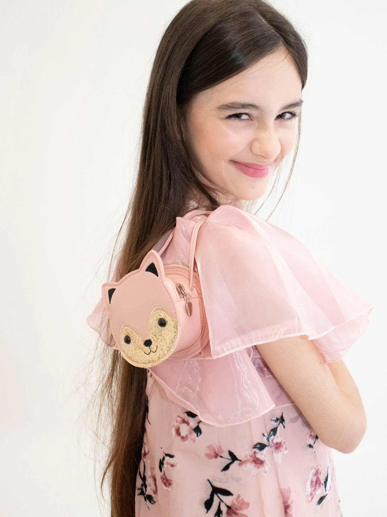 Borsa a tracolla per bambini a forma di gatto rosa Gaspard