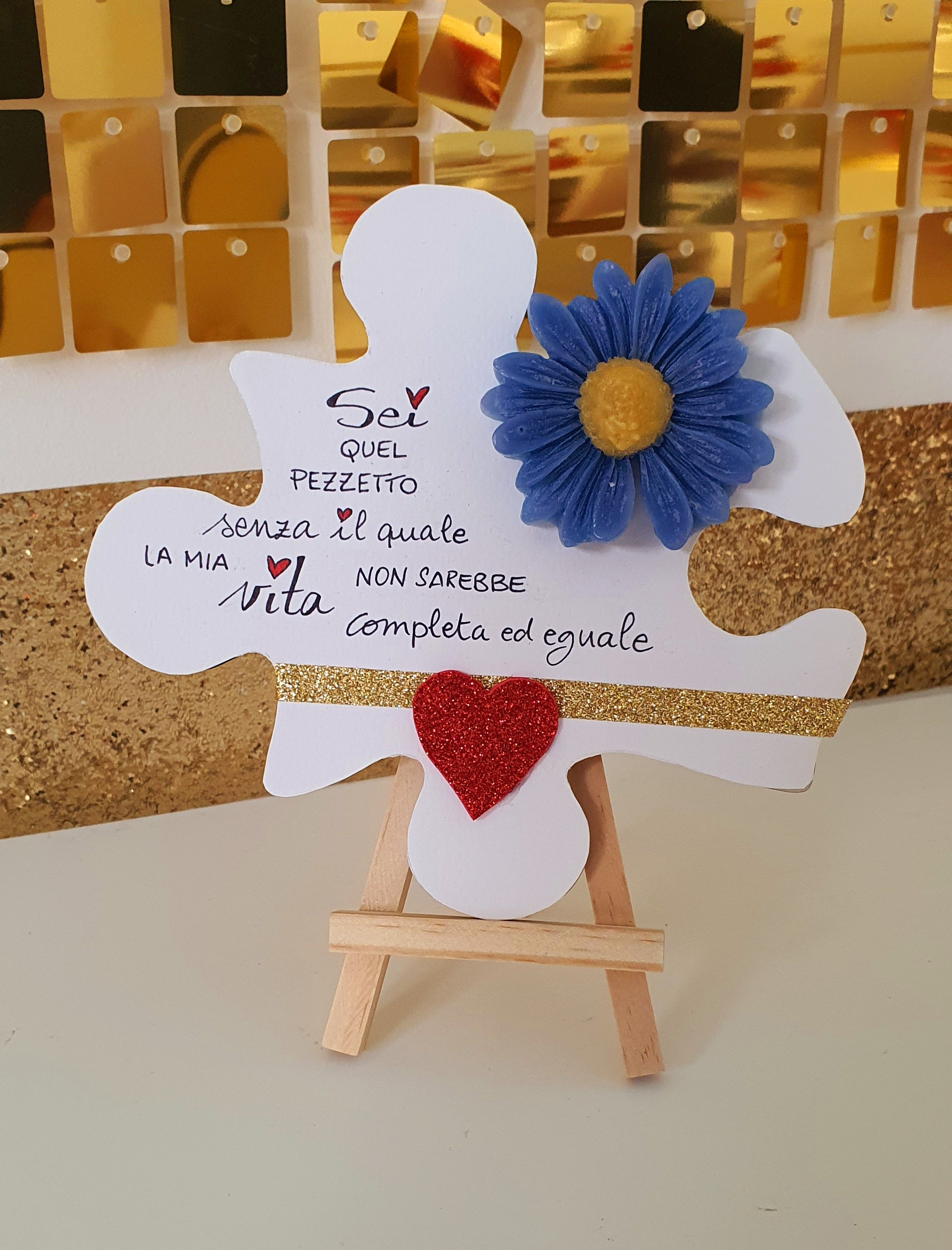 PUZZLE CON FIORE IN CERA E FRASE O DISEGNO